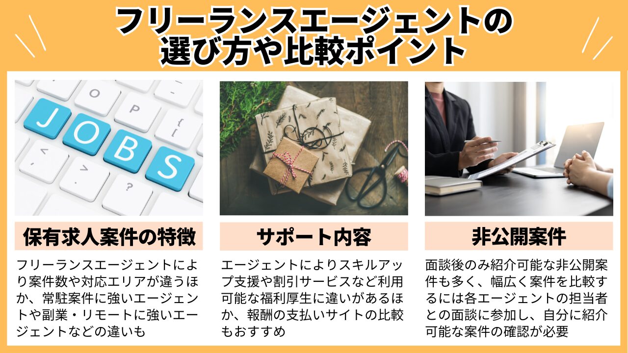 フリーランスエージェントの選び方や比較ポイント