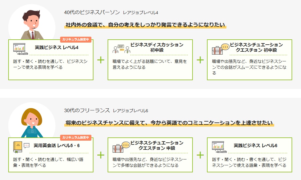 レアジョブ英会話のビジネス英会話受講例