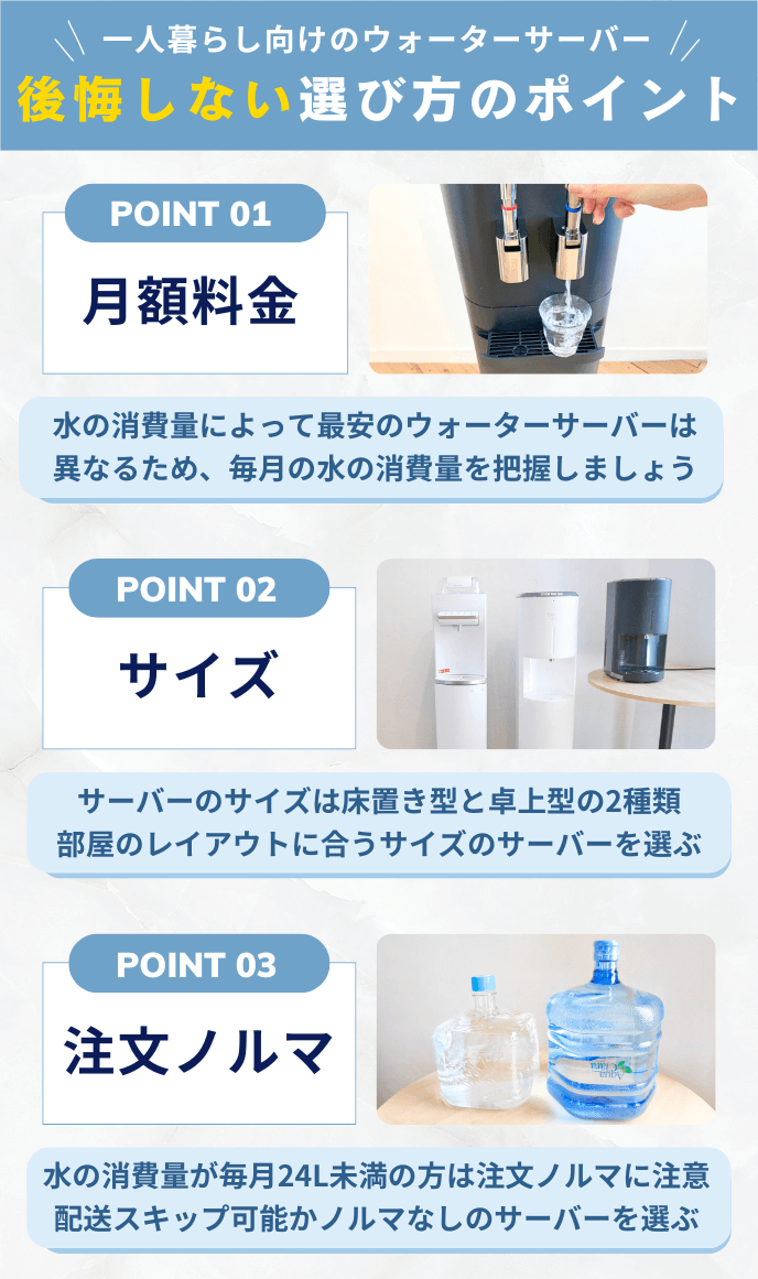 一人暮らし向けウォーターサーバーの後悔しない選び方