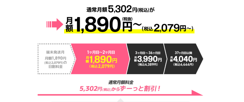 通常月額料金から割引
