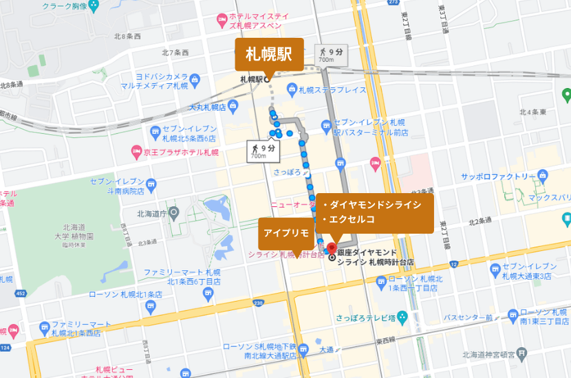 北海道・札幌駅付近の地図