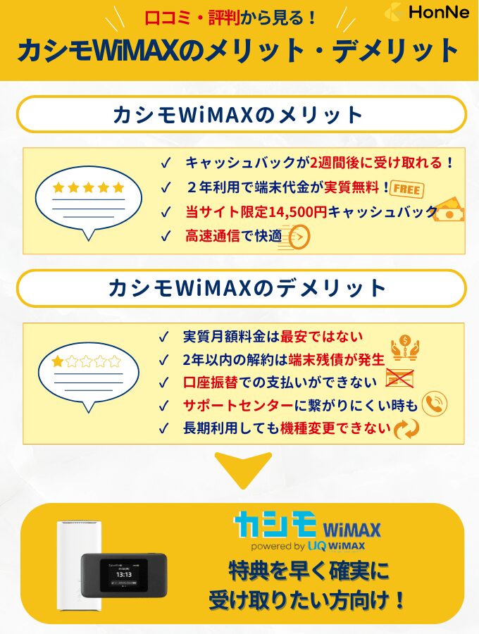 カシモWiMAXのメリットとデメリット