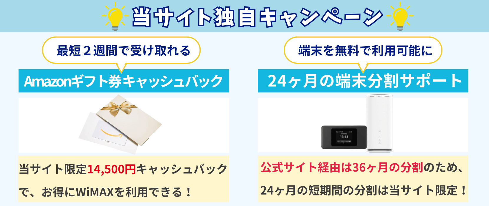 カシモWiMAX当サイト限定キャンペーン