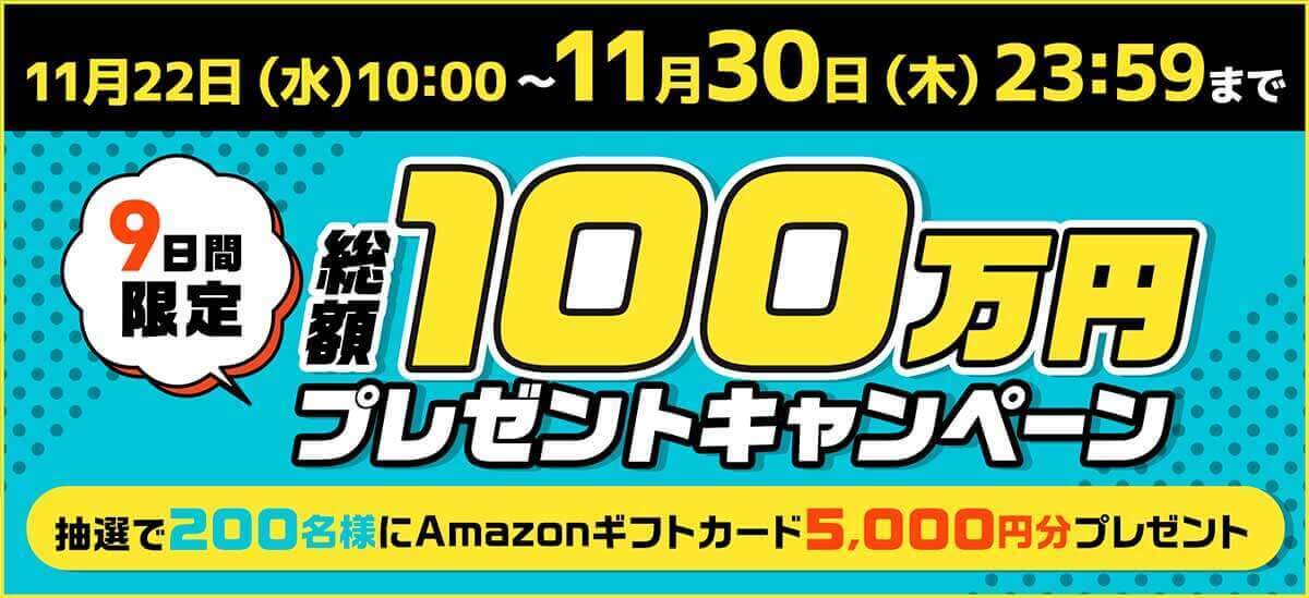 総額100万円プレゼントキャンペーン実施中!