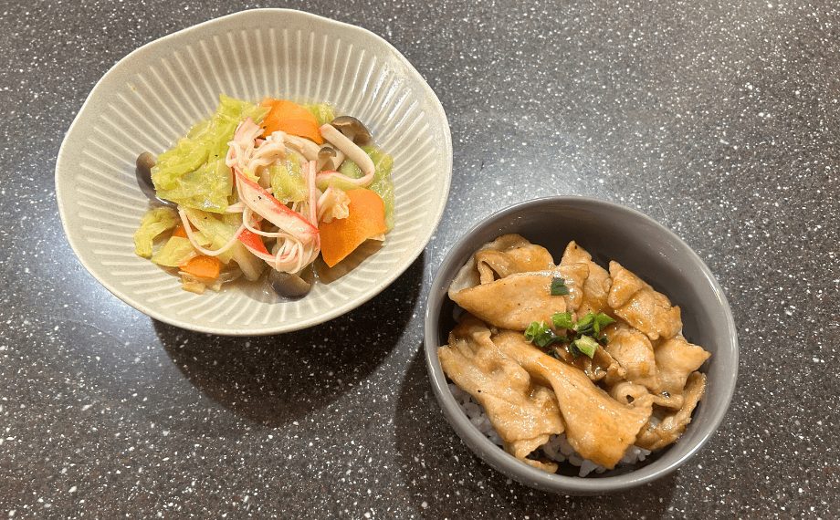 天丼のたれでお手軽！豚カルビ丼&かにかまとキャベツのあっさり煮