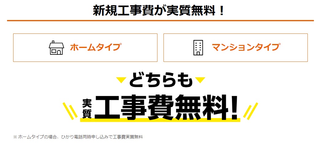 auひかりの工事費実質無料