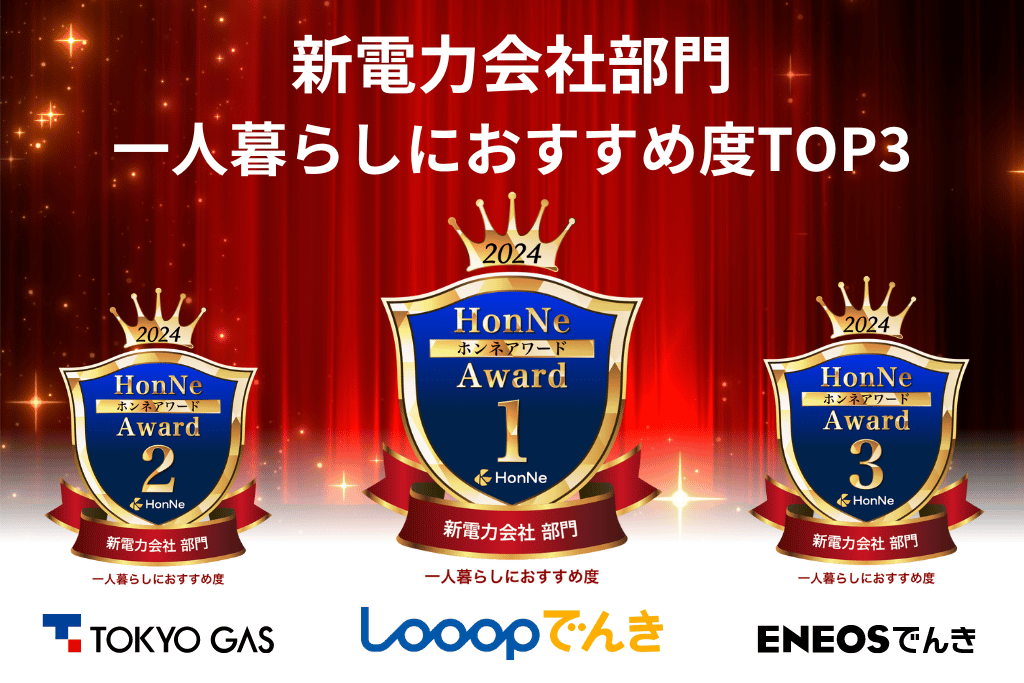 HonNeアワード2024新電力会社部門一人暮らしにおすすめランキング