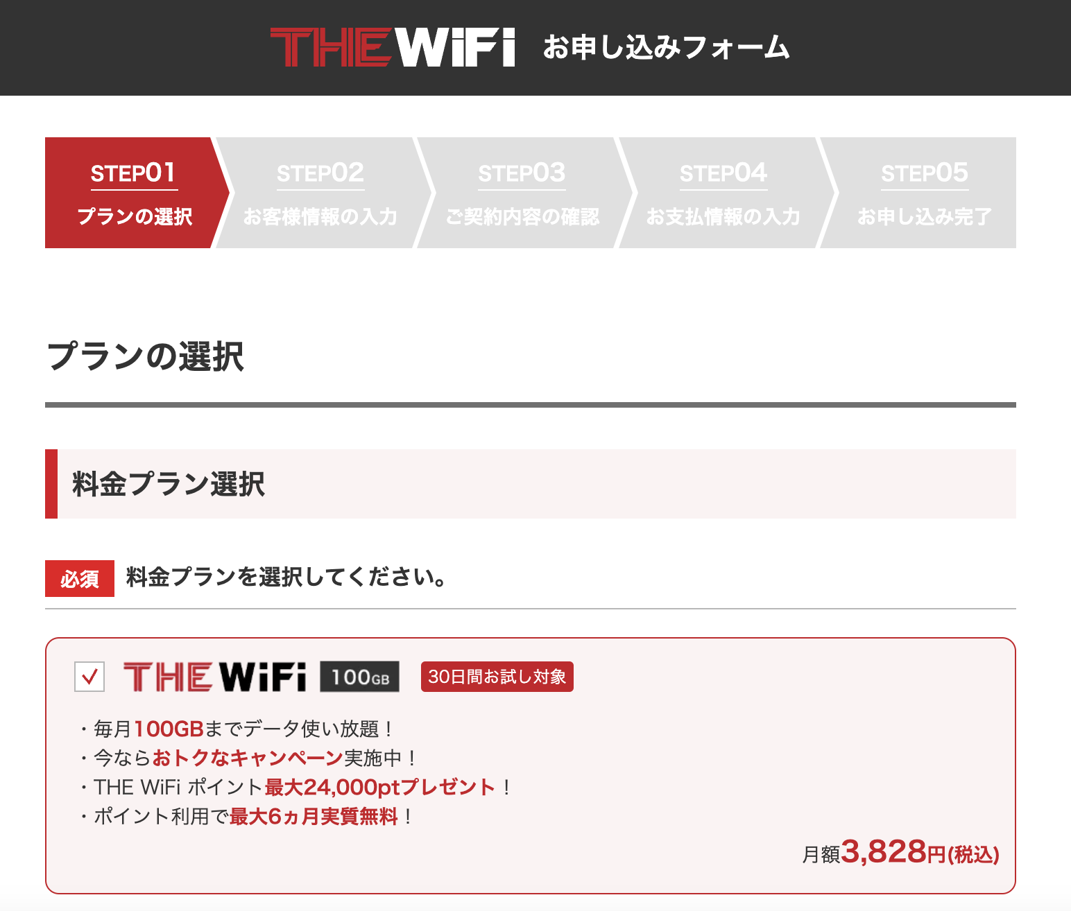 THE WiFiへのお申し込み