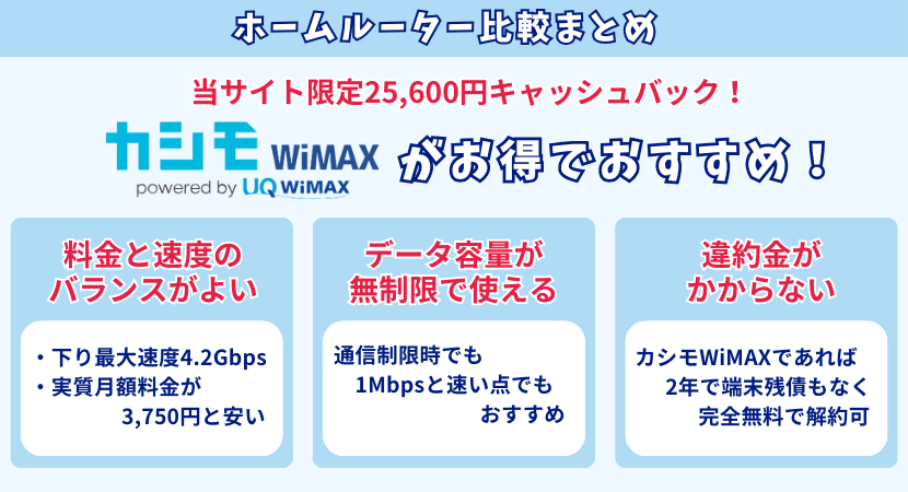 ホームルーター比較のまとめ