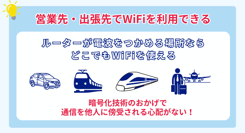 営業先・出張先でWiFiを利用できる