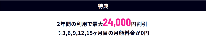 月額料金5ヶ月分無料キャンペーン