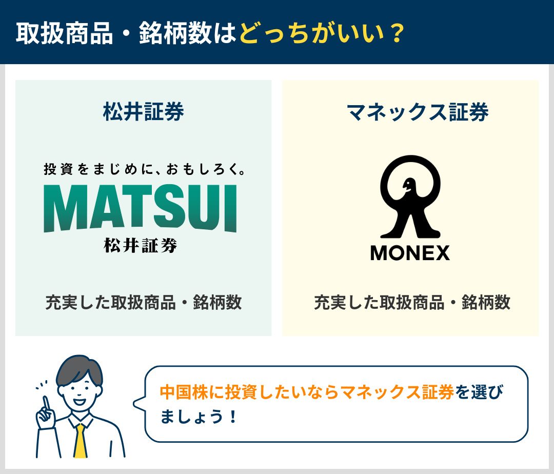 取扱商品・銘柄数の違いを比較