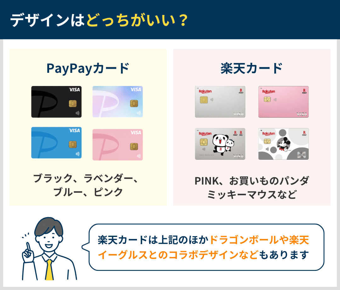 PayPayカードと楽天カードのデザインを比較