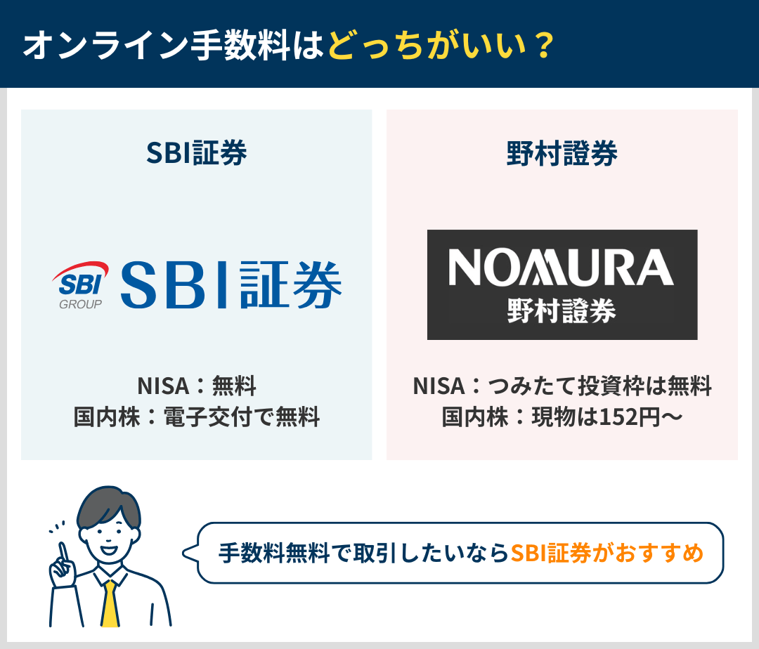 オンライン手数料の違いを比較