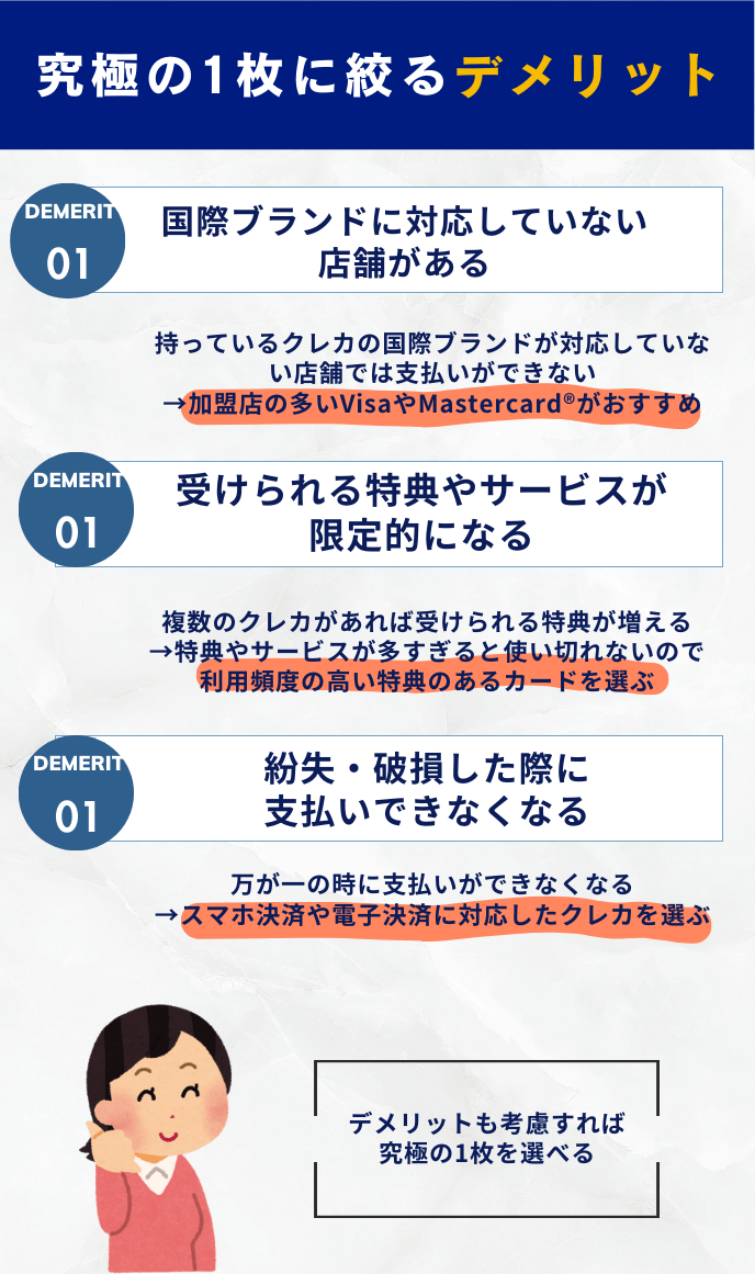 クレジットカードを究極の1枚に絞るデメリット