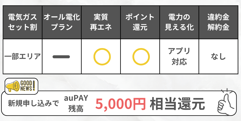 auでんきの特徴