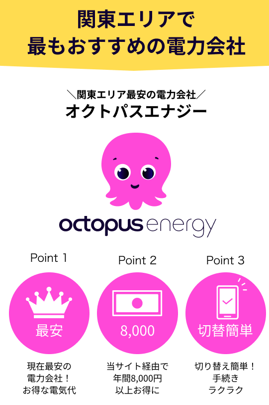 関東エリアでおすすめのオクトパスエナジー