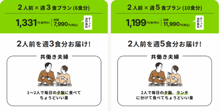 ２人前の料金