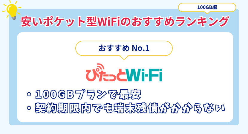 100GB使える最安ポケット型WiFi