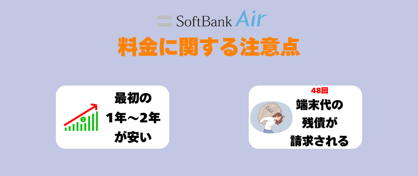 ソフトバンクエアーの料金に関する注意点