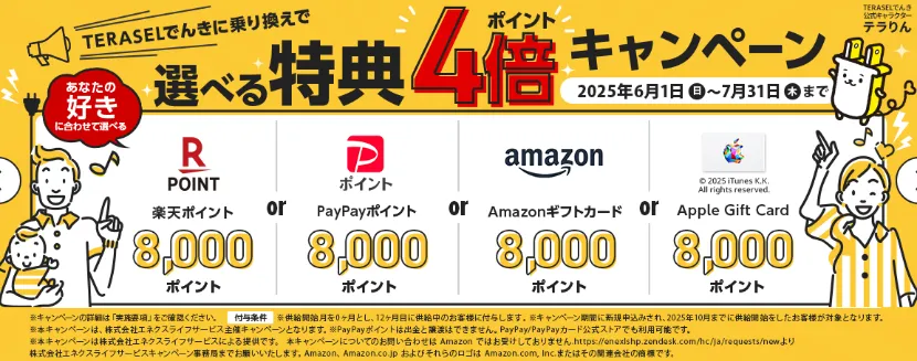 TERASELでんき2025年7月31日までのキャンペーンバナー