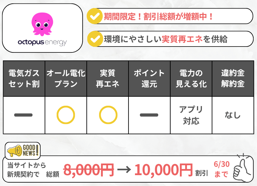 オクトパスエナジーの特徴