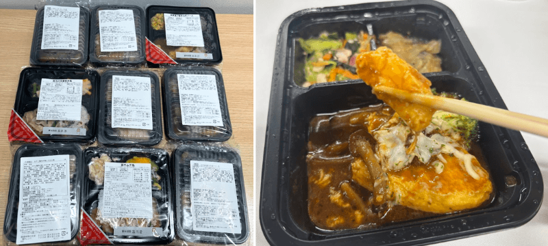 ヨシケイのシンプルミールを試食した様子