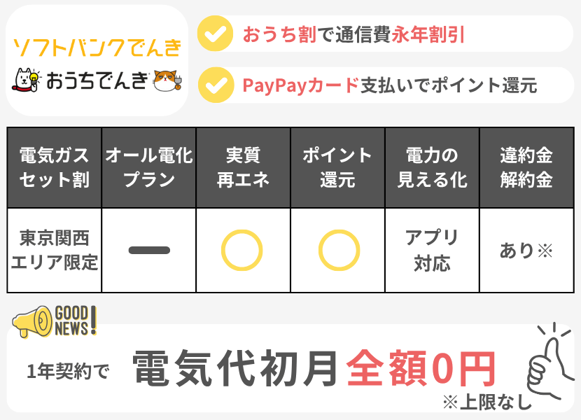 ソフトバンクおうちでんきの特徴フル