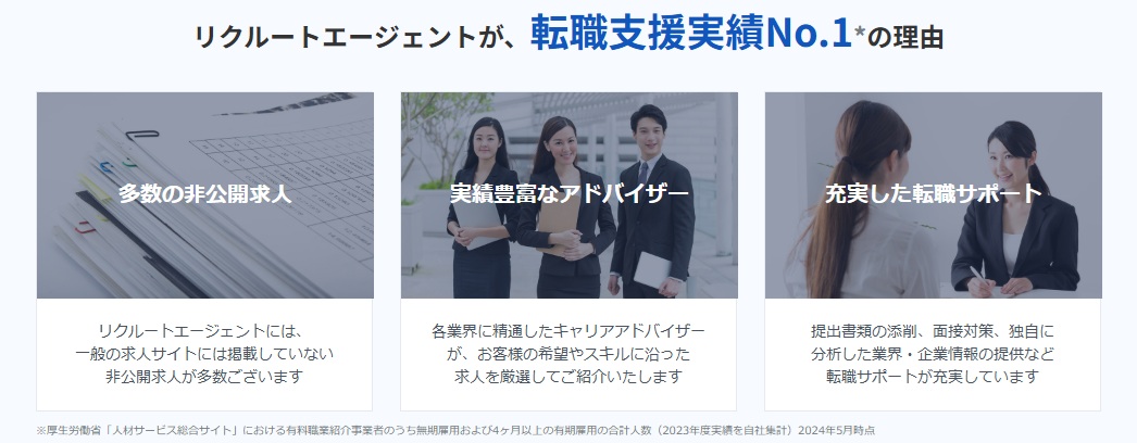 リクルートエージェントが転職支援実績No.1の理由