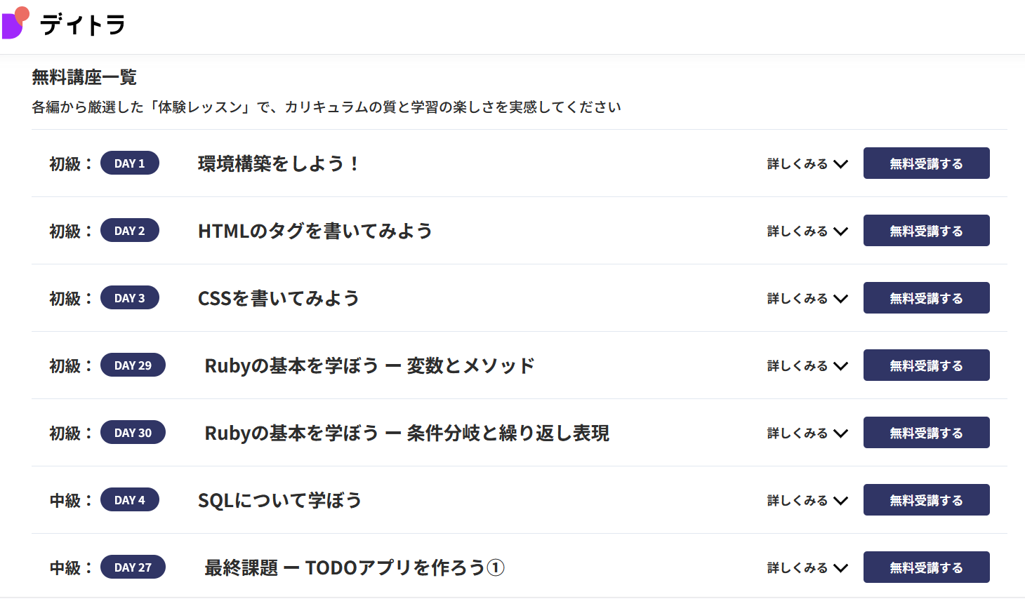 デイトラのWEBアプリ開発コース・無料講座体験