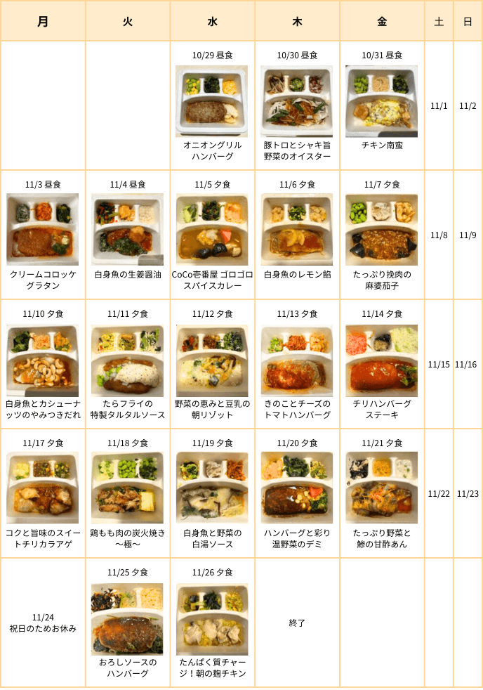 1ヶ月間実食したナッシュのメニュー