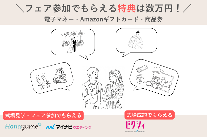 ブライダルフェア参加で数万円の特典がもらえる