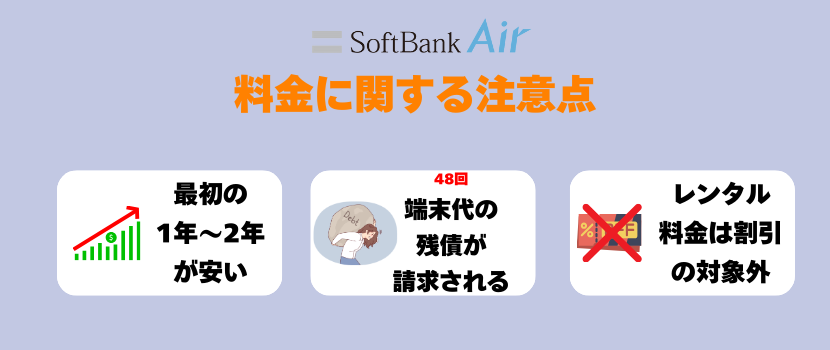 ソフトバンクエアーの料金に関する注意点