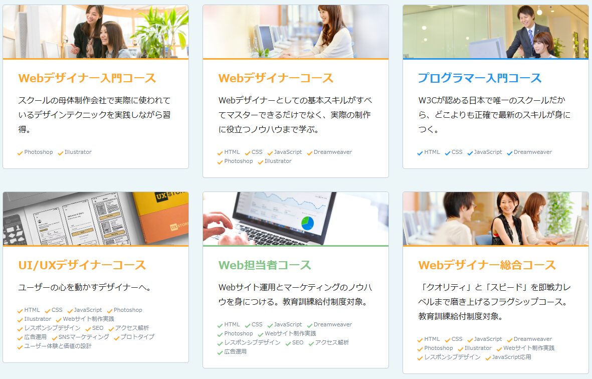 インターネットアカデミーのコースの一例