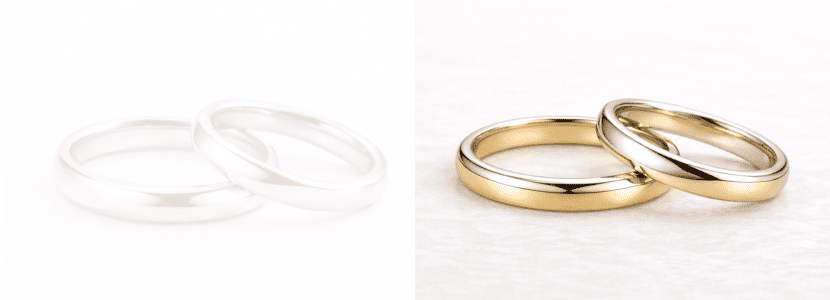 プラチナとコンビネーションの結婚指輪