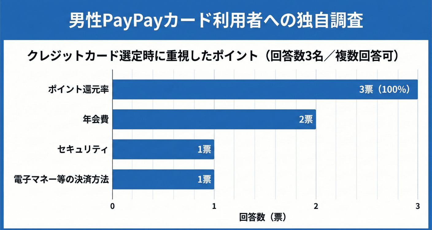 男性楽天カード利用者がクレカ選びで重視したポイント