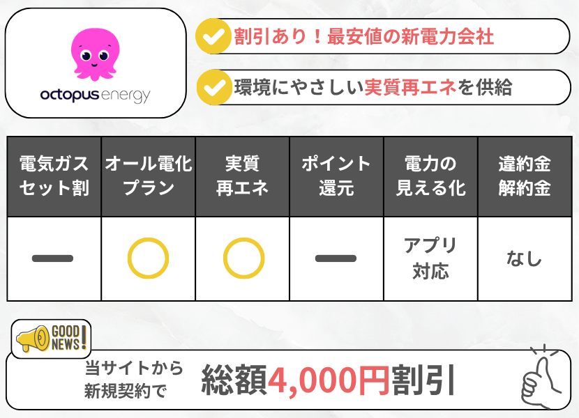 オクトパスエナジーの特徴フル