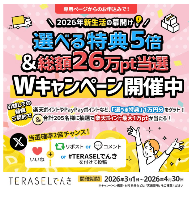TERASELでんきのキャンペーン特典