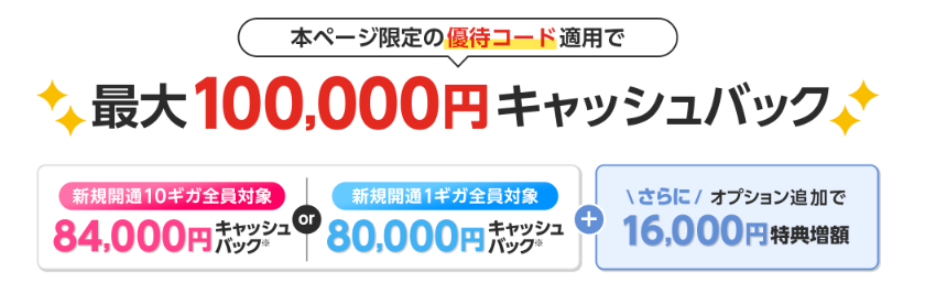 ドコモ光100,000円キャッシュバック