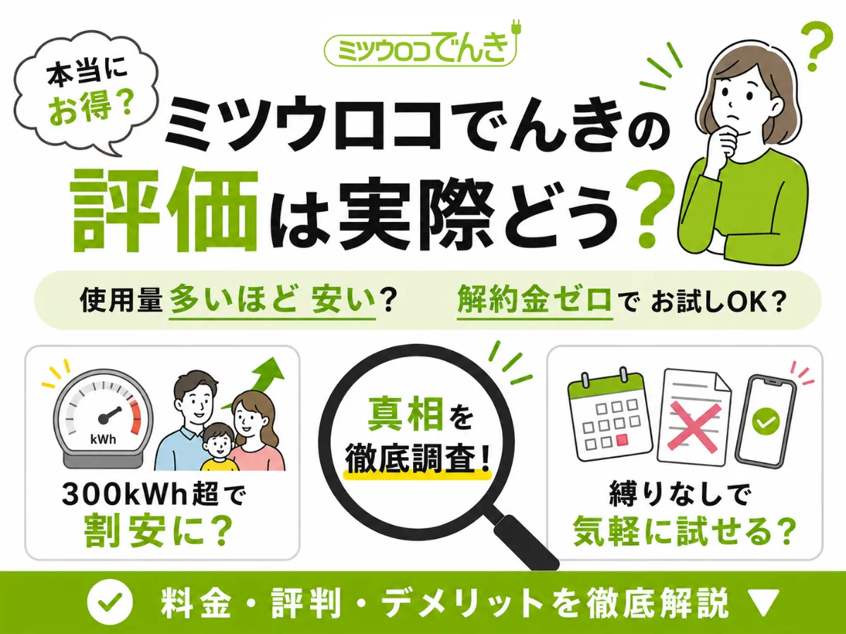 ミツウロコでんきの評判は？