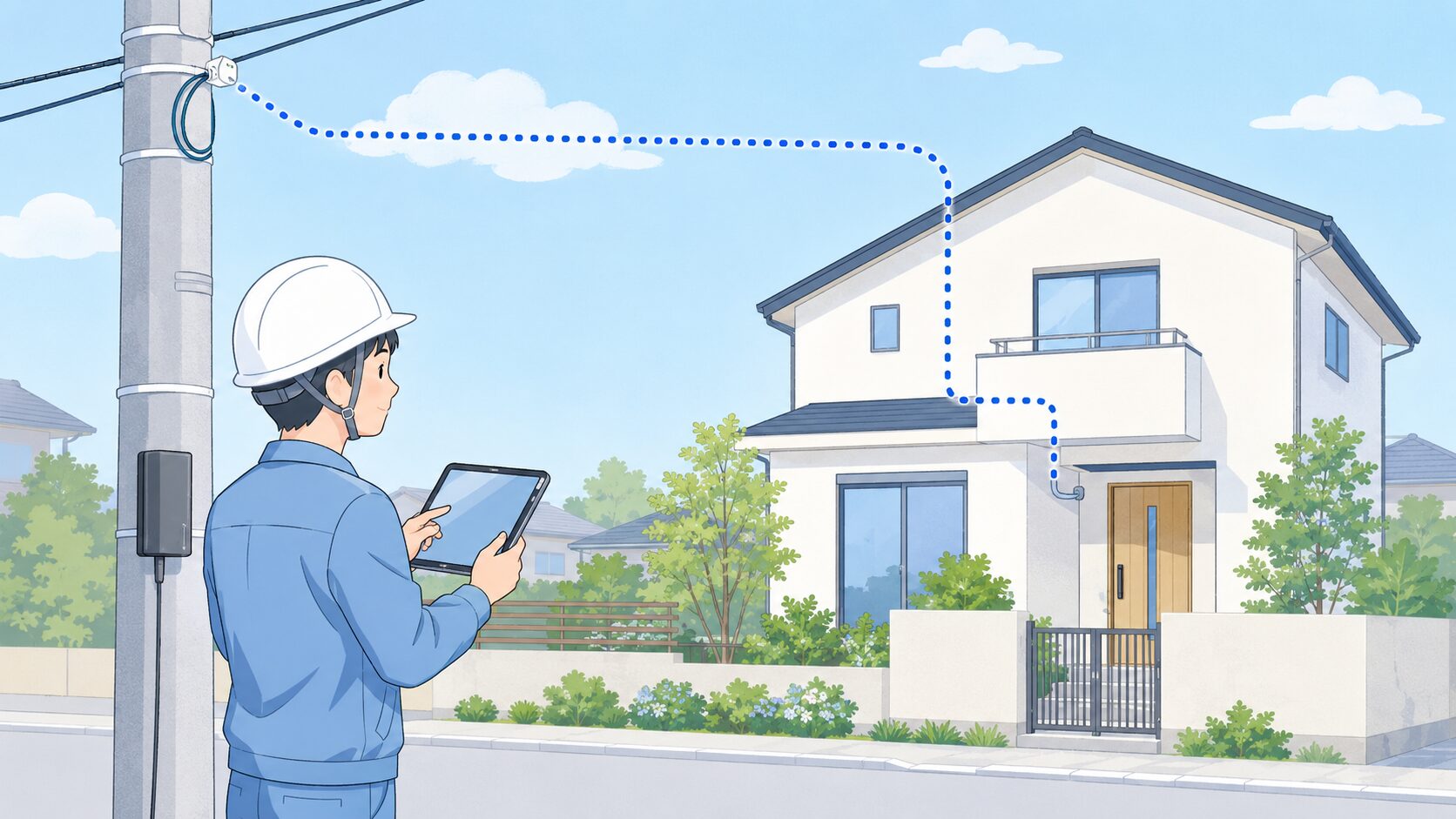 光ファイバーを引き込む経路を確認する