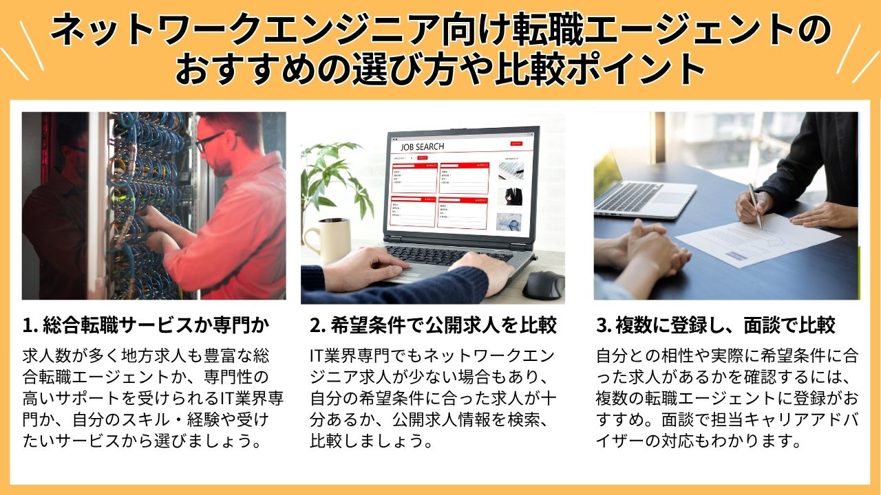 ネットワークエンジニア向け転職エージェントのおすすめの選び方や比較ポイント