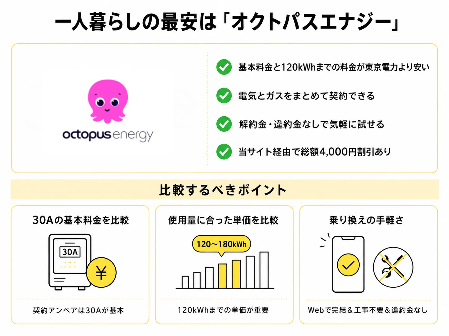 【関東エリア】一人暮らしにおすすめの電力会社はオクトパスエナジー