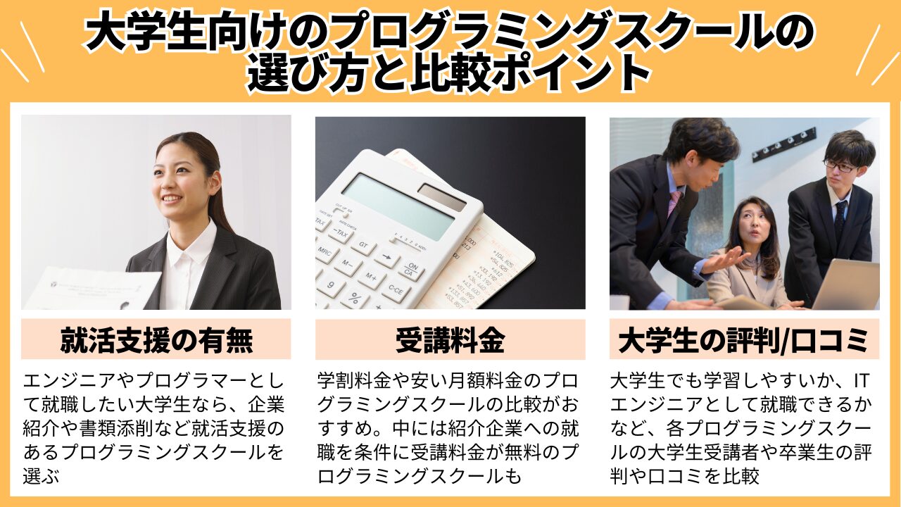 大学生向けのプログラミングスクールの選び方と比較ポイント