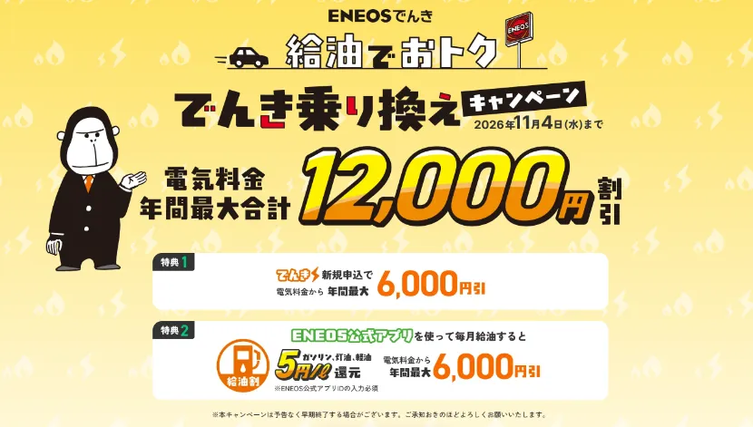 エネオス電気のキャンペーン