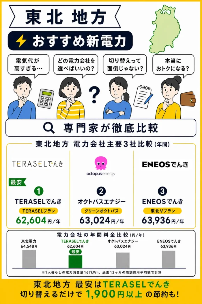 東北エリアでおすすめの電力会社9
月版